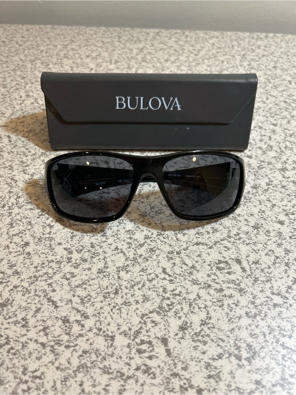 Bulova Men's Black Frame Dark Gray Lenses Sunglasses